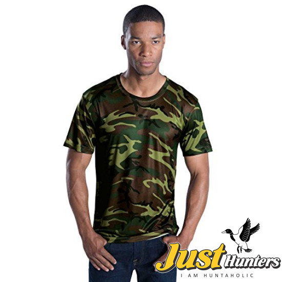 Code Five Men\'s 100% Polyester Camouflage Crew Neck Short Sleeve Performance Tee