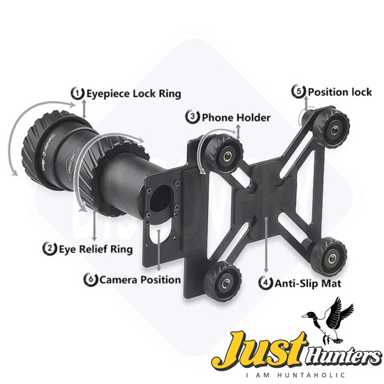 Universal Discovery Aluminium Alloy Anti-Slip Clip Scope Phone Mount Adapter for 43-48mm