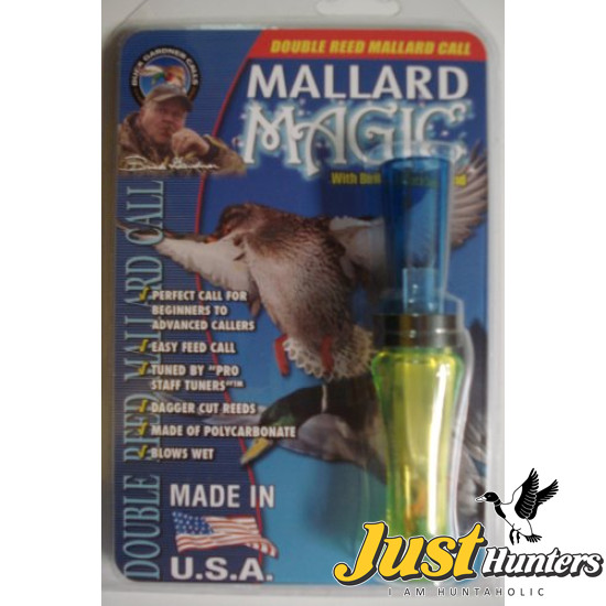 Buck Gardner Mallard Magic Double Reed Duck Call-Fluor Green and Blue