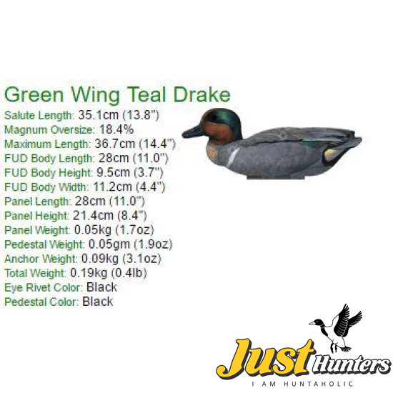 Green Wing Teal Foldable, Portable, Shotproof Decoys