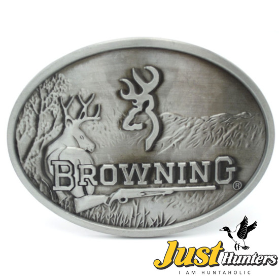 Browning Hunting Belt Buckle Pewter Finish