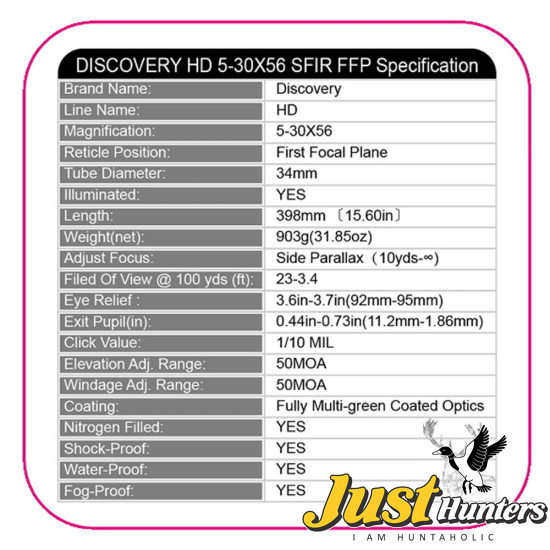 Discovery Optics Scope  HD 5-30X56 SFIR SLT FFP IR-MIL