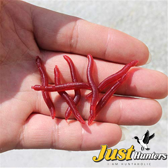 20 Pcs Soft Lure Fishing Simulation Earthworm Red Worms Artificial Fishing Lure Tackle Lifelike Fishy Smell Lures
