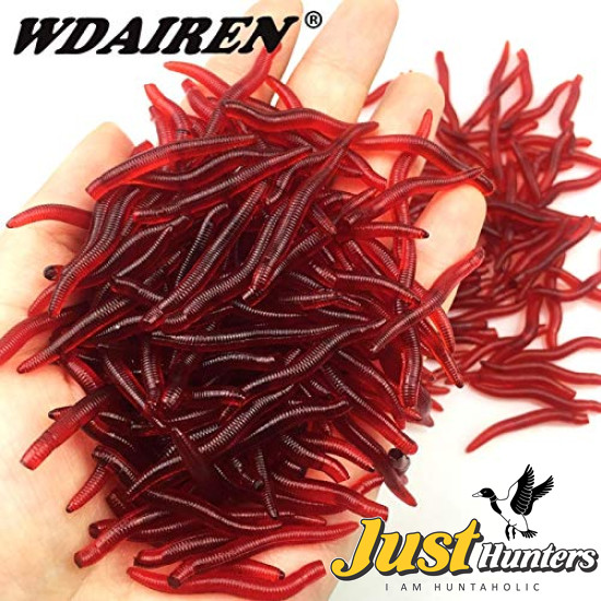 20 Pcs Soft Lure Fishing Simulation Earthworm Red Worms Artificial Fishing Lure Tackle Lifelike Fishy Smell Lures