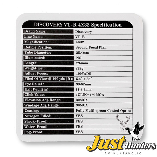 DISCOVERY OPTICS SCOPE VT-R 4X32