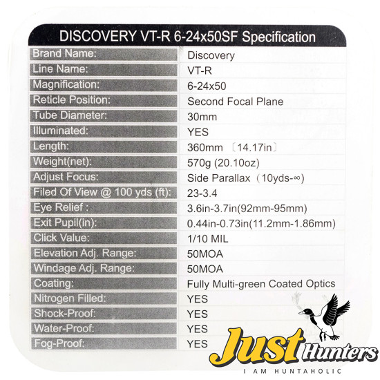 Discovery Optics Scope VT-R 6-24X50 SF MIL-DOT Reticle