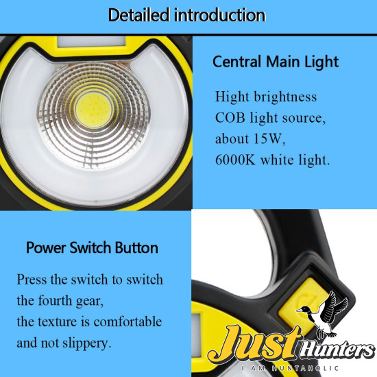 COB LED Portable Spotlight 15W Searchlight for Camping