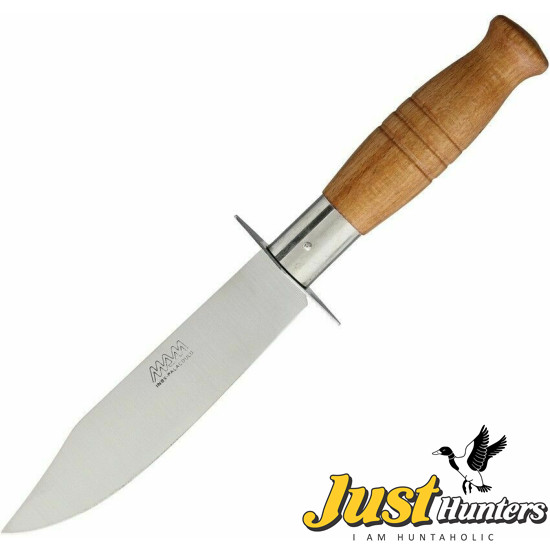 MAM KNIFE 70 9.625" Wood Handle Light Hunting Fixed Blade Knife With Leather Sheath