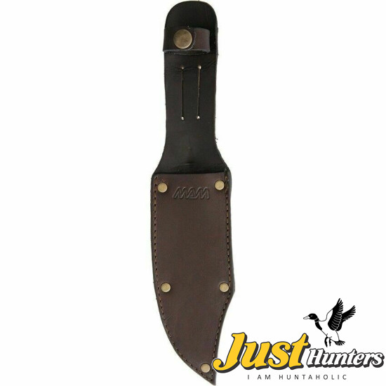 MAM KNIFE 70 9.625" Wood Handle Light Hunting Fixed Blade Knife With Leather Sheath