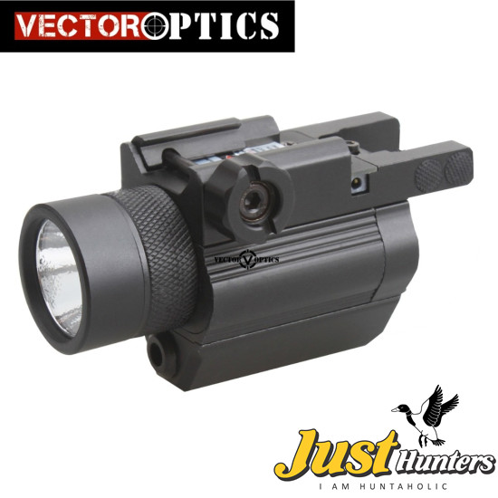 Vector Optics Tactical Pistol Handgun LED Flashlight Green Laser Combo Sight Metal 200 Lumens Weapon Light Fit GLOCK 17 19