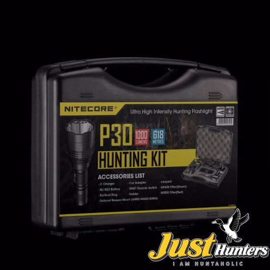 NITECORE P30 HUNTING KIT 1000 Lumens CREE XP-L HI V3 LED WITH I1 Charger+18650 Battery Military Search Flashlight Lantern Box Sets