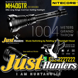 NITECORE MH40GTR Rechargeable Flashlight with 2X 18650 Batteries 1200 Lumen Ultra Long Range 1004M Hunting Search Torch Tactical