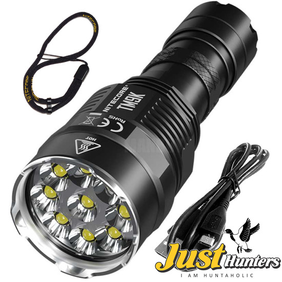 NITECORE Searchlight Super Bright Torch Spotlight TM9K 9500LM Rechargeable CREE XP-L HD V6 9LEDs Flashlight Include Battery Pack