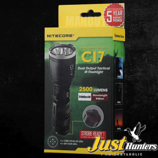 Nitecore CI7 Dual Output Tactical IR Flashlight 4X CREE XP-G3 S3 + 4x SST-10-IR LEDs 18650