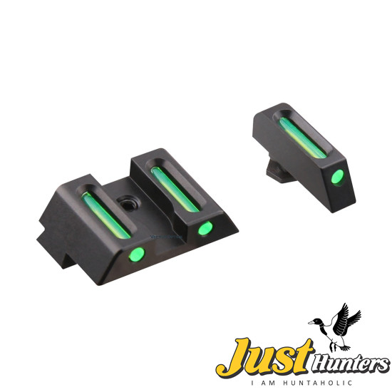 Vector Optics Handgun Pistol Front Rear Fiber Optic Combat Sight Combo Green fit Glock Models G17 G19