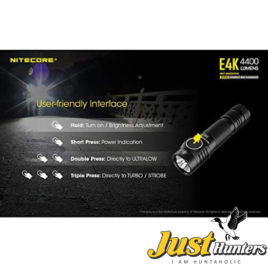 NITECORE E4K EDC Flashlight with 5000mAh USB-C Rechargeable Battery 4400 Lumen