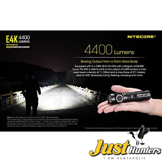 NITECORE E4K EDC Flashlight with 5000mAh USB-C Rechargeable Battery 4400 Lumen