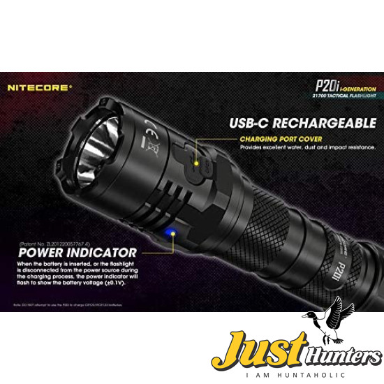 Nitecore P20i Tactical Flashlight 1800 Lumen USB-C Rechargeable Strobe Ready