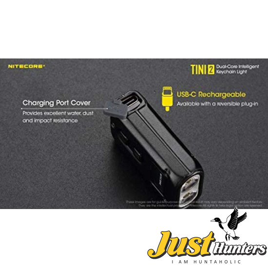 Nitecore TINI 2 Black 500 Lumen USB-C Rechargeable Keychain Flashlight