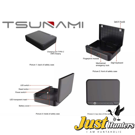 Tsunami Aluminium Alloy Biometric Fingerprint Lock Gun Safe Case Box