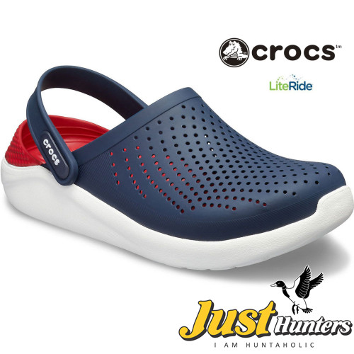 Crocs LiteRide Clogs Navy Blue and Red