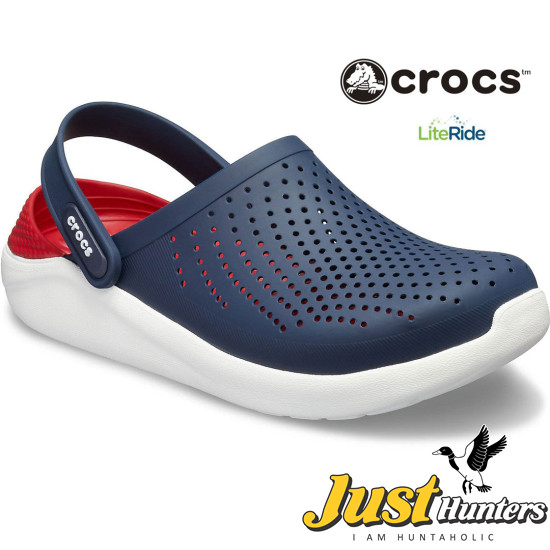 Crocs LiteRide Clogs Navy Blue and Red