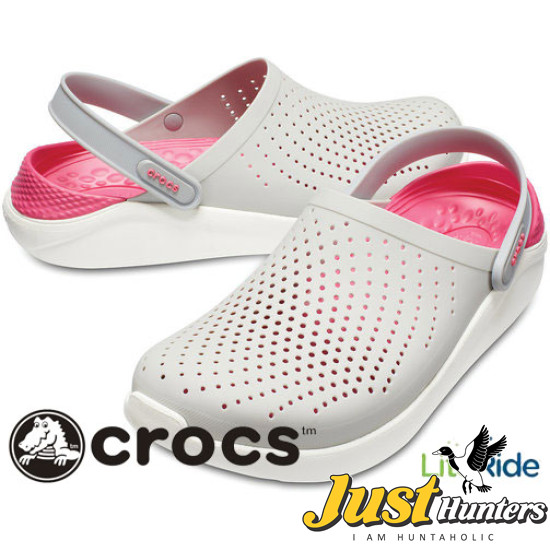 Crocs LiteRide Clogs Pearl White and Rose Red