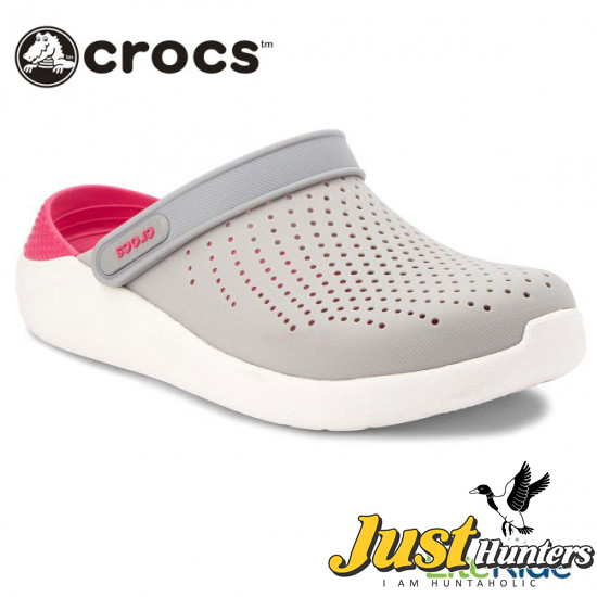Crocs LiteRide Clogs Pearl White and Rose Red