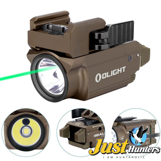 Olight Baldr Mini Tactical Flashlight with Green Laser Black and Tan Color