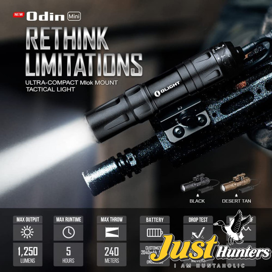 OLIGHT Odin Mini 1250 Lumens Ultra Compact Rechargeable Mlok Mount Tactical Flashlight