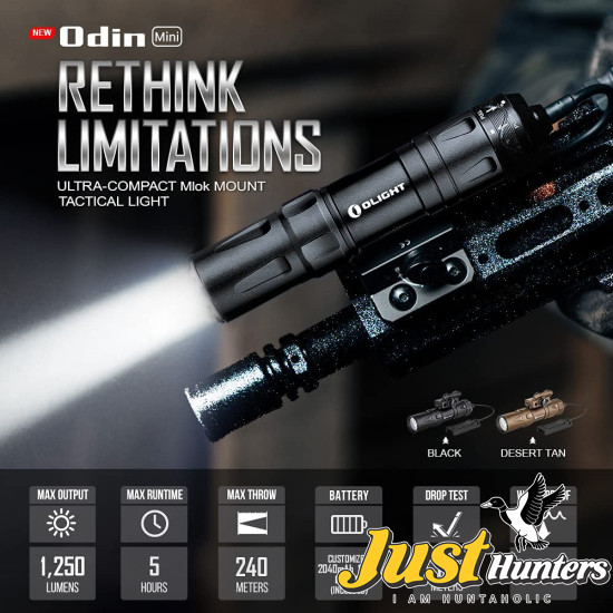 Olight Odin S M-LOK Lampe Torche LED Rechargeable 1500 Lumens Pour Rail - Noire