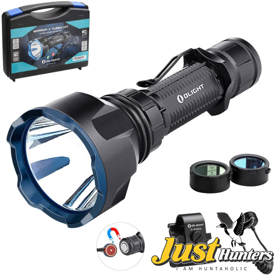 Olight Warrior X Turbo KIT 1100 Lumen 1000 Meter Throw Tail Switch 21700 Battery Magnetic Rechargeable Tactical Flashlight (Black)