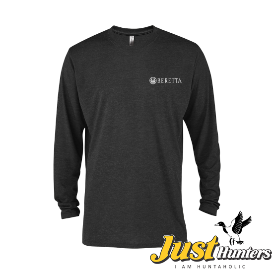  Beretta Platinum Adult Tri-Blend Long Sleeve Crew Neck T Shirt Black Heather