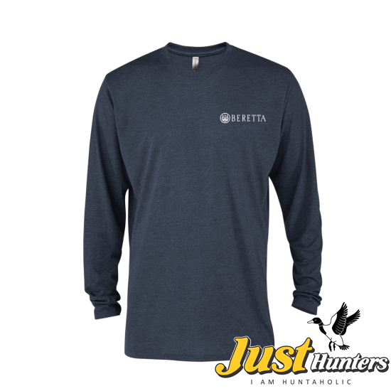  Beretta Platinum Adult Tri-Blend Long Sleeve Crew Neck T Shirt Navy Heather