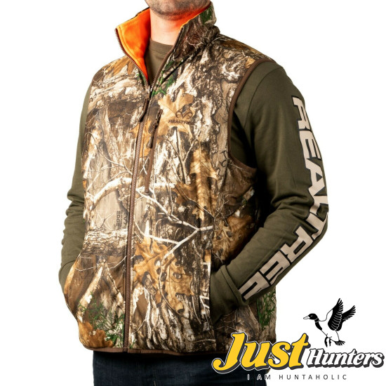 Men\'s Realtree Edge Reversible Camo Vest Edge/Blaze Orange Side Pockets