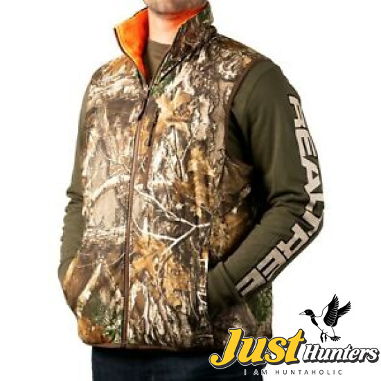 Men\'s Realtree Edge Reversible Camo Vest Edge/Blaze Orange Side Pockets