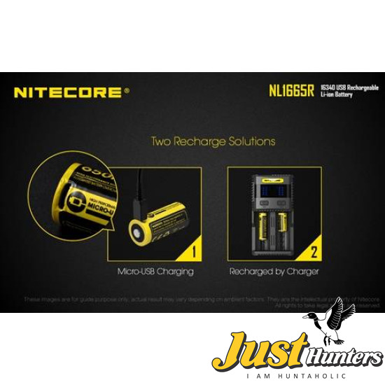 NITECORE NL1665R 650MAH USB RECHARGEABLE CR123A 16340 BATTERY