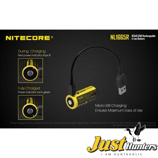 NITECORE NL1665R 650MAH USB RECHARGEABLE CR123A 16340 BATTERY