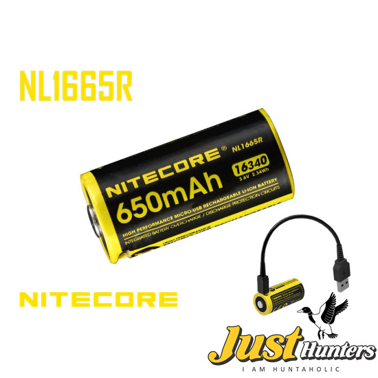 NITECORE NL1665R 650MAH USB RECHARGEABLE CR123A 16340 BATTERY