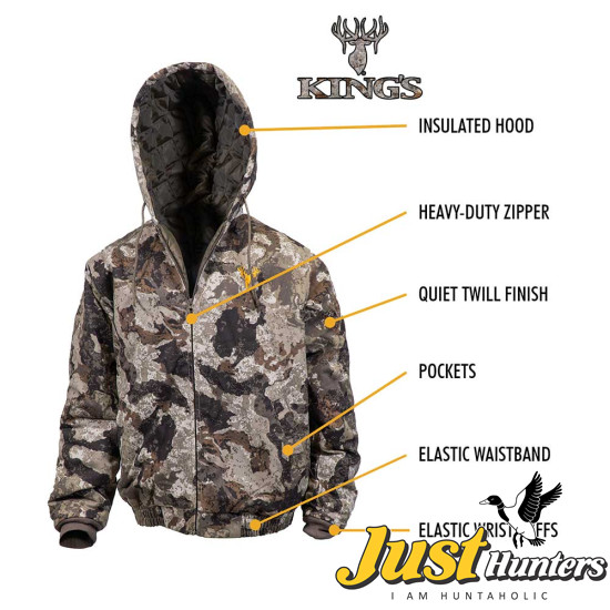 Kings Camo Youth Insulated Twill Veil Camo Hunting Jacket with Cotton Shell