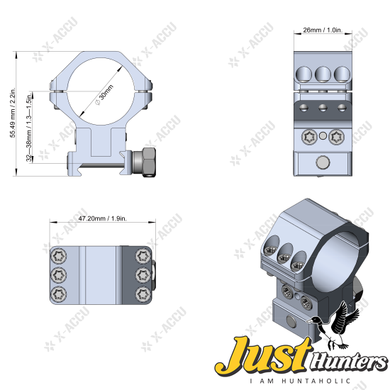 Vector Optics X-ACCU 30mm 40MOA Adjustable Elevation Picatinny Ring Mounts Vector Optics X-ACCU 30mm 40MOA Adjustable Elevation Picatinny Ring Mounts