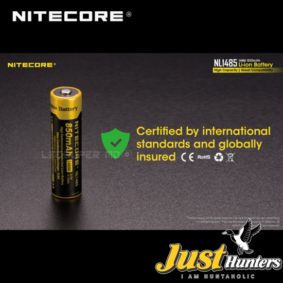 Nitecore NL1485, Rechargeable, 850mAh, 14500 Battery CE and RoHS certified