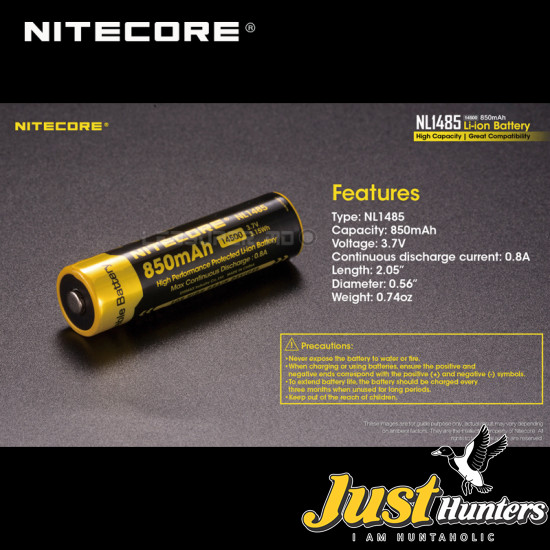 Nitecore NL1485, Rechargeable, 850mAh, 14500 Battery CE and RoHS certified