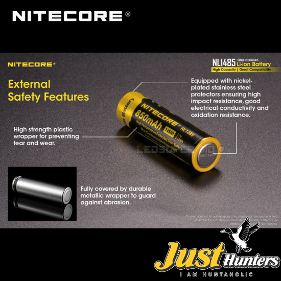 Nitecore NL1485, Rechargeable, 850mAh, 14500 Battery CE and RoHS certified