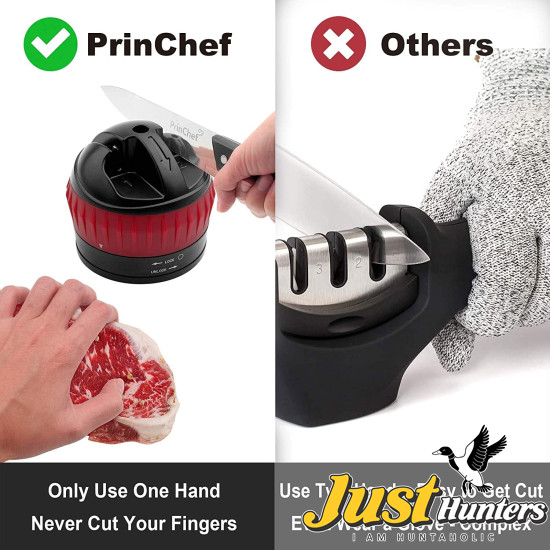 Knife Sharpener with Non-Slip Suction Cup, Hand-Free 2-Stage Professional Kitchen Knife Sharpener