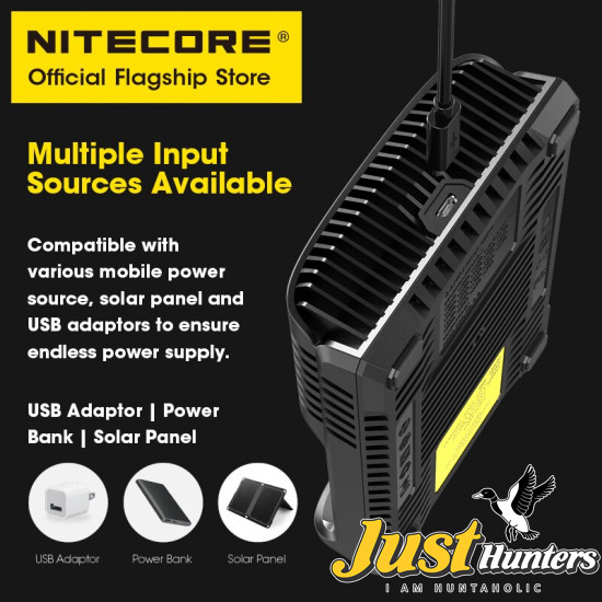 Nitecore UMS4 USB Four-Slot USB Fast Charger, for 18650, 21700 Batteries
