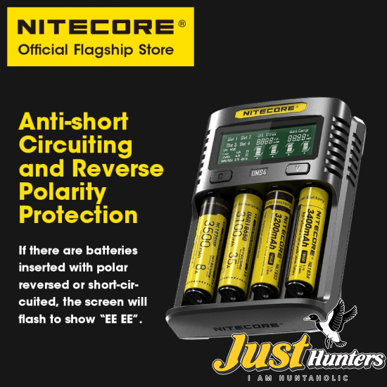 Nitecore UMS4 USB Four-Slot USB Fast Charger, for 18650, 21700 Batteries
