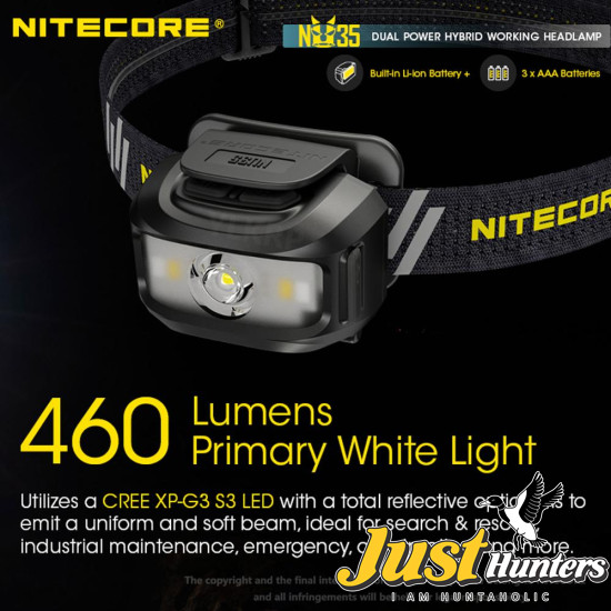 NITECORE NU35 Headlight 460 Lumens Built-in Battery