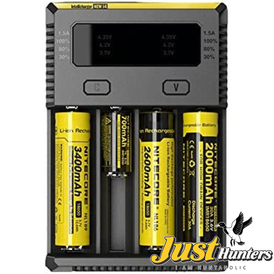 NITECORE NEW i4 Intelligent Charger for Li-ion Ni-MH AA AAA 18650 16340 26650 Batteries with Travel Bag and Battery Organizer