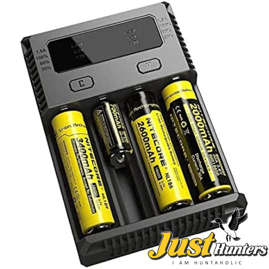 NITECORE NEW i4 Intelligent Charger for Li-ion Ni-MH AA AAA 18650 16340 26650 Batteries with Travel Bag and Battery Organizer